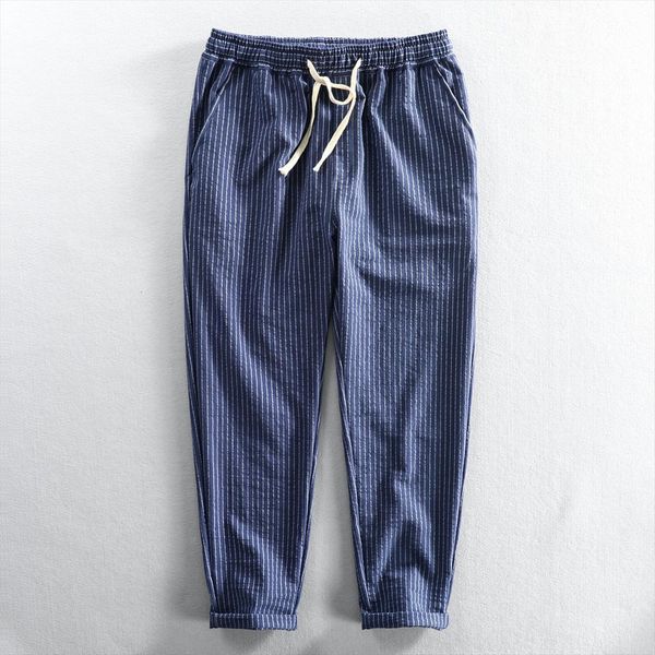 wuji spring fashion women pants elastic waist striped simple casual japan style ankle length cotton tapered classical trousers, Black
wuji spring fashion women pants elastic waist striped simple casual japan style ankle length cotton tapered classical trousers, Black