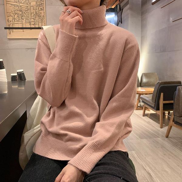 women's sweaters autumn 2021 winter clothes harajuku korean woman fashion vintage personality turtleneck pink knitted sweater women, White;black
women's sweaters autumn 2021 winter clothes harajuku korean woman fashion vintage personality turtleneck pink knitted sweater women, White;black