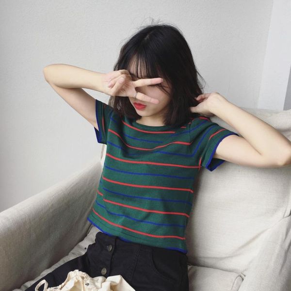 women's t-shirt striped o-neck slim harajuku woman tshirts 2021 summer korean fashion clothing casual tees bodycon ladies ins hipster, White
women's t-shirt striped o-neck slim harajuku woman tshirts 2021 summer korean fashion clothing casual tees bodycon ladies ins hipster, White