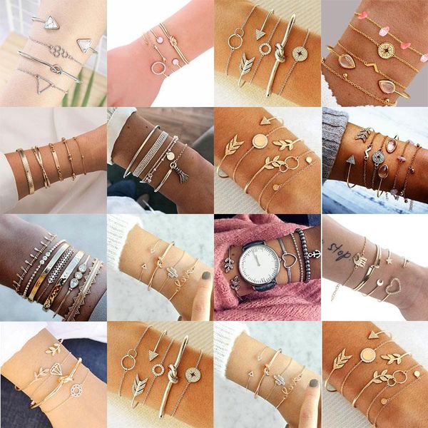 link, chain love heart triangle bangle circle bracelet set geometric crystal multi-layer women wholesale jewelry gift, Black
link, chain love heart triangle bangle circle bracelet set geometric crystal multi-layer women wholesale jewelry gift, Black