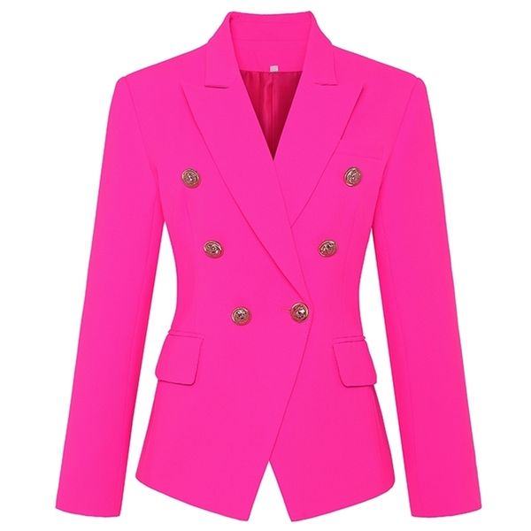 high street stylish designer blazer women's classic double breasted metal buttons slim fitting blazer jacket pink 211112, Black;brown
high street stylish designer blazer women's classic double breasted metal buttons slim fitting blazer jacket pink 211112, Black;brown