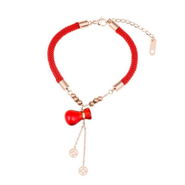 charm bracelets creative red rope ladies bracelet female titanium steel tassel copper money gourd rose gift s134, Golden;silver
charm bracelets creative red rope ladies bracelet female titanium steel tassel copper money gourd rose gift s134, Golden;silver