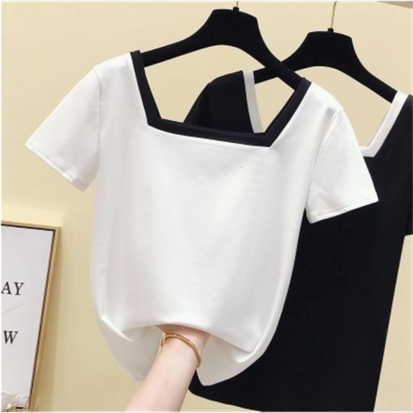 T-shirt Square neck short sleeve T-shirt women's fashion in spring and summer 2021 new Korean slim sexy low collar clavicle top, White
T-shirt Square neck short sleeve T-shirt women's fashion in spring and summer 2021 new Korean slim sexy low collar clavicle top, White