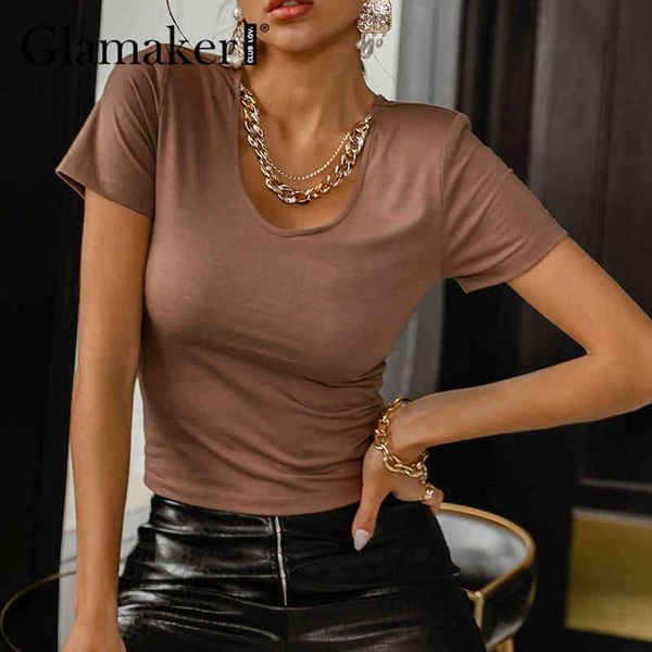 glamaker fashion summer women short-sleeved t-shirt with metal chain basic chic solid color tee ladies fit streetwear party 210412, White
glamaker fashion summer women short-sleeved t-shirt with metal chain basic chic solid color tee ladies fit streetwear party 210412, White