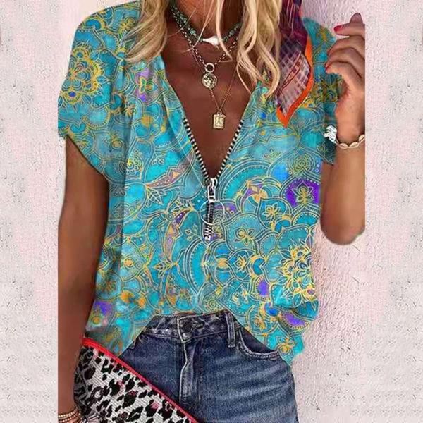 women's blouses & shirts fashion summer printed blouse women casual tee zipper ladies female short sleeve shirt blusas pullover, White
women's blouses & shirts fashion summer printed blouse women casual tee zipper ladies female short sleeve shirt blusas pullover, White