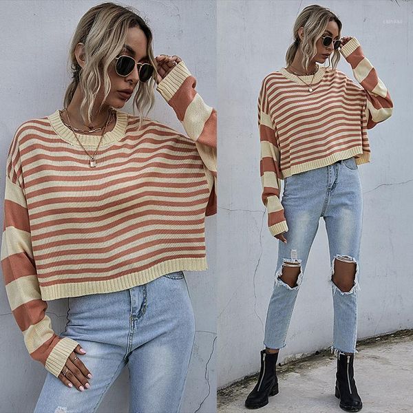 women's sweaters women soft autumn o-neck chic daily womens pullover sweet student striped knitted loose outwear, White;black
women's sweaters women soft autumn o-neck chic daily womens pullover sweet student striped knitted loose outwear, White;black