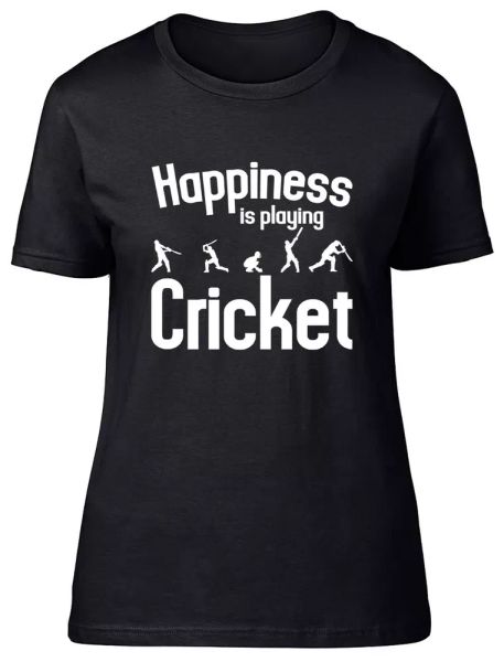 happiness is playing cricket fitted womens ladies t shirt, White;black
happiness is playing cricket fitted womens ladies t shirt, White;black