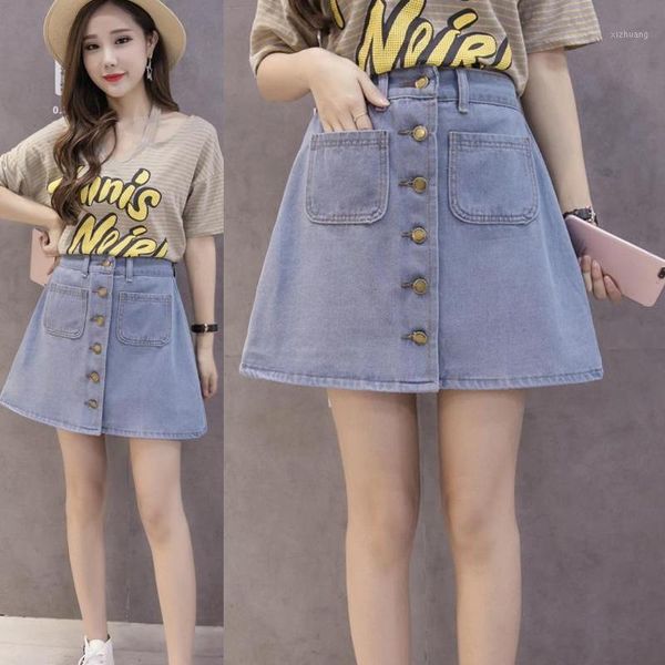 skirts women summer a-line jeans skirt high waist button mini denim half body 2021 fashion casual short student school d88, Black
skirts women summer a-line jeans skirt high waist button mini denim half body 2021 fashion casual short student school d88, Black