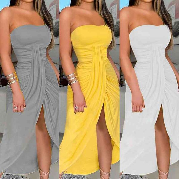 women summer boho dress high waist tube dress solid strapless sleeveless beach split long party club vestido, Black;gray
women summer boho dress high waist tube dress solid strapless sleeveless beach split long party club vestido, Black;gray