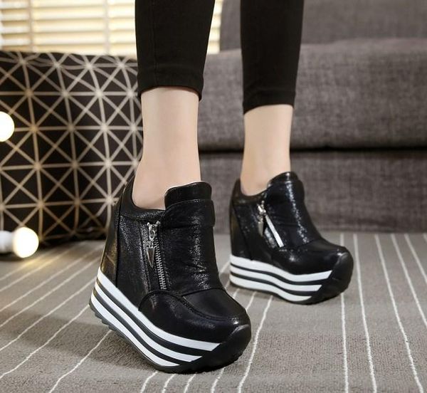 dress shoes women casual autumn leather silver zippers & platform fashion high wedges heels, Black
dress shoes women casual autumn leather silver zippers & platform fashion high wedges heels, Black