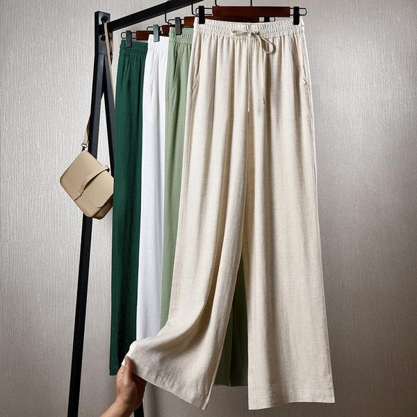 women's pants & capris streetwear women wide leg pant casual loose solid cotton linen summer elastic waist linens capri women's tro, Black;white
women's pants & capris streetwear women wide leg pant casual loose solid cotton linen summer elastic waist linens capri women's tro, Black;white