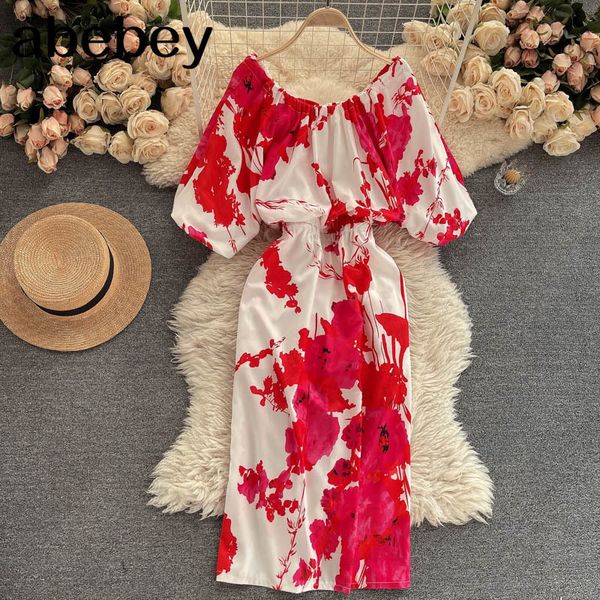 women bohemian floral dress korean fashion puff sleeve slim ruffles spring chic elastic ruched print midi 210512, Black;gray
women bohemian floral dress korean fashion puff sleeve slim ruffles spring chic elastic ruched print midi 210512, Black;gray