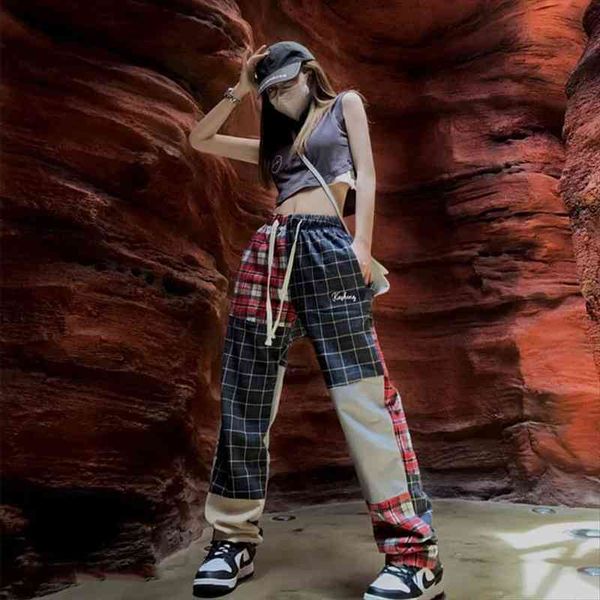 hip hop vintage plaid pants women harajuku high street patchwork wide leg casual trousers female 90s aesthetic grunge, Black;white 
hip hop vintage plaid pants women harajuku high street patchwork wide leg casual trousers female 90s aesthetic grunge, Black;white