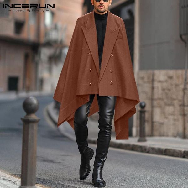 men's wool & blends incerun 2021 men autumn winter fashion casual coats all-match sleeve cloaks cape dress simple solid cloak jackets, Black
men's wool & blends incerun 2021 men autumn winter fashion casual coats all-match sleeve cloaks cape dress simple solid cloak jackets, Black