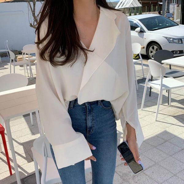 women's blouses & shirts 2021 spring korea chiffon shirt long sleeve chic v neck cross design blue blouse women casual all-match loose, White
women's blouses & shirts 2021 spring korea chiffon shirt long sleeve chic v neck cross design blue blouse women casual all-match loose, White