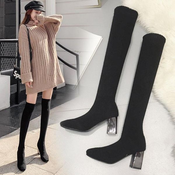 boots 2021 autumn winter knitted over knee women's thick heel children's square head high, Black
boots 2021 autumn winter knitted over knee women's thick heel children's square head high, Black
