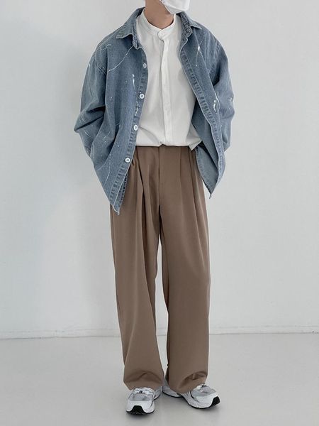 men's casual shirts autumn thin denim jacket male high street style fried splash ink shirt ins ruffian handsome trend loose, White;black
men's casual shirts autumn thin denim jacket male high street style fried splash ink shirt ins ruffian handsome trend loose, White;black