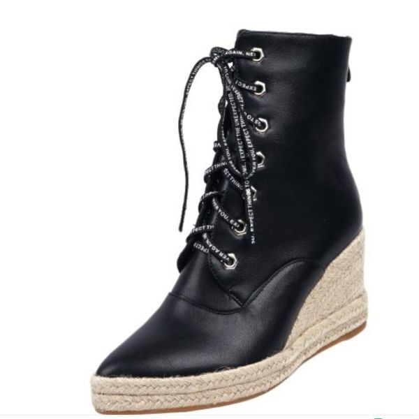 boots fanyuan platform autumn winter pointed toe lace up zipper ankle pu leather wedge high heel casual women shoes size32-44, Black
boots fanyuan platform autumn winter pointed toe lace up zipper ankle pu leather wedge high heel casual women shoes size32-44, Black
