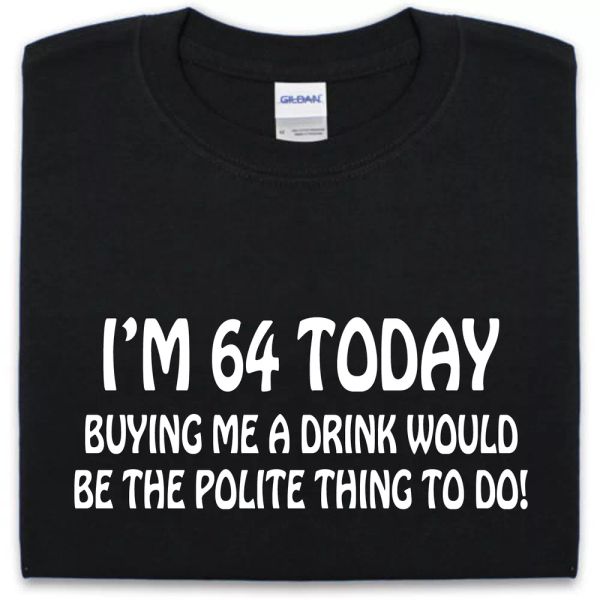 64th geburtstag t-shirt s-xxl lustig herren damen geschenk witz oberteil getränk, White;black
64th geburtstag t-shirt s-xxl lustig herren damen geschenk witz oberteil getränk, White;black
