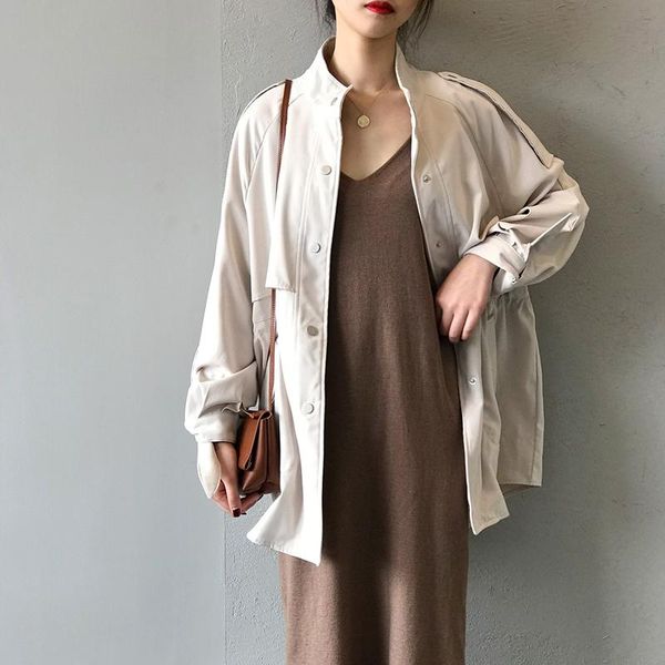 women's trench coats coat spring autumn solid loose windbreaker women casual long korean, Tan;black
women's trench coats coat spring autumn solid loose windbreaker women casual long korean, Tan;black