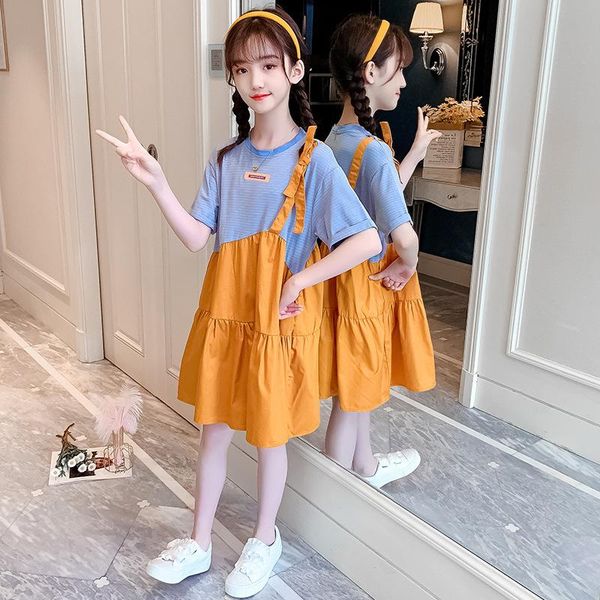 girl's dresses girl dress kids baby clothes 2021 classic spring summer short sleeve princess casual long style school uniform children, Red;yellow
girl's dresses girl dress kids baby clothes 2021 classic spring summer short sleeve princess casual long style school uniform children, Red;yellow