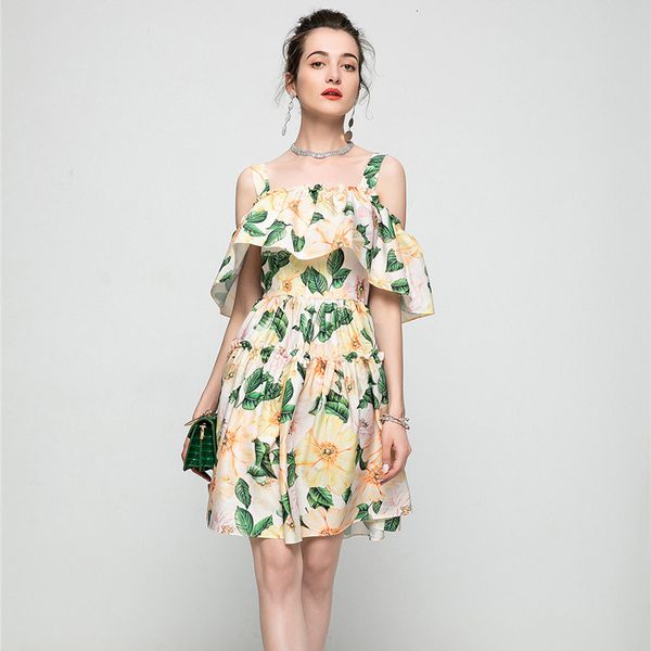 dress summer female fashion runway designers off the shoulder strap floral impression beach vacation dressed, Black;gray
dress summer female fashion runway designers off the shoulder strap floral impression beach vacation dressed, Black;gray