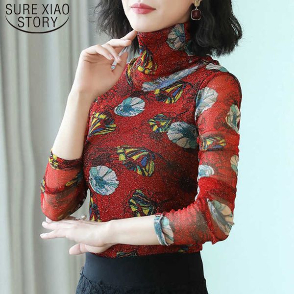 blusas mujer de moda autumn print bottom shirt woman long sleeve elastic large size plus size turtleneck 5667 50 210527, White 
blusas mujer de moda autumn print bottom shirt woman long sleeve elastic large size plus size turtleneck 5667 50 210527, White