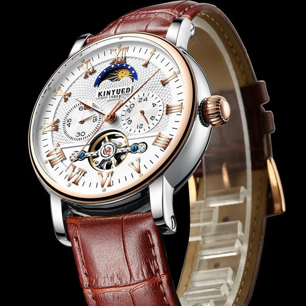 wristwatches kinyued mechanical watches mens tourbillon automatic moon phase watch men skeleton waterproof male wristwatch reloj hombre, Slivery;brown
wristwatches kinyued mechanical watches mens tourbillon automatic moon phase watch men skeleton waterproof male wristwatch reloj hombre, Slivery;brown