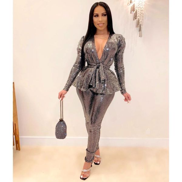two piece dress yooneedi 2021 spring design 2 pcs women set sequins notched blazer belted and long pants lsl-6332, White
two piece dress yooneedi 2021 spring design 2 pcs women set sequins notched blazer belted and long pants lsl-6332, White