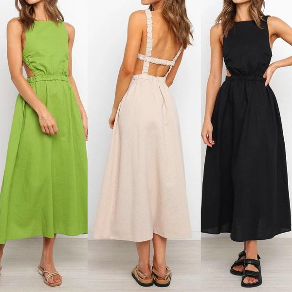 holiday beach midi summer dress women sleeveless backless hollow out a line solid green party vestidos sundress casual dresses, Black;gray
holiday beach midi summer dress women sleeveless backless hollow out a line solid green party vestidos sundress casual dresses, Black;gray