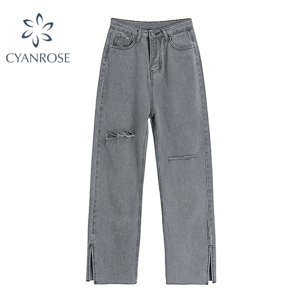 high waist grey ripped jeans women streetwear baggy harajuku wide leg female trousers vintage straight long pants 210430, Blue
high waist grey ripped jeans women streetwear baggy harajuku wide leg female trousers vintage straight long pants 210430, Blue