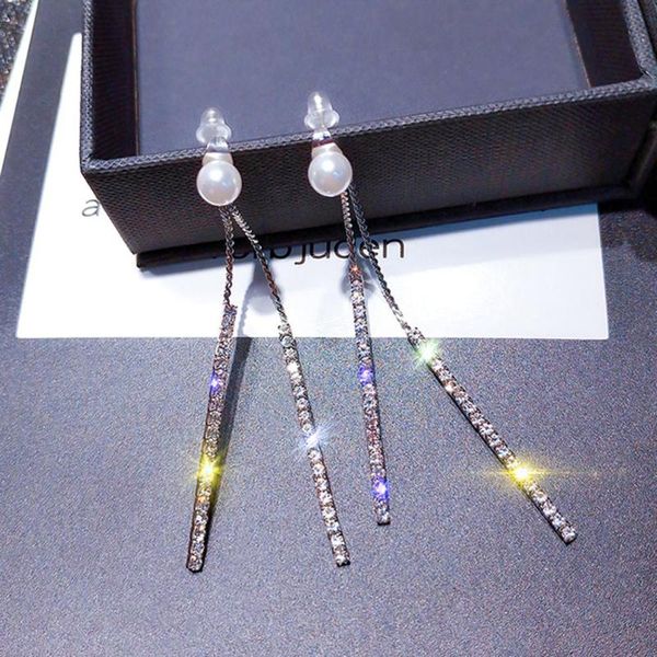 korean elegant pendientes 925 women long stud earrings baroque pearl charm pendent snake chain tassel, Golden;silver
korean elegant pendientes 925 women long stud earrings baroque pearl charm pendent snake chain tassel, Golden;silver