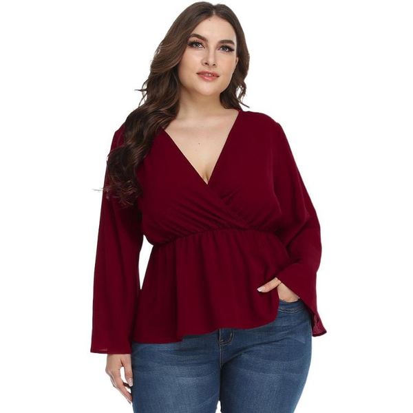 plus size t-shirt tunic for women wrap deep v neck long sleeve slim large flare and blouses, Black
plus size t-shirt tunic for women wrap deep v neck long sleeve slim large flare and blouses, Black
