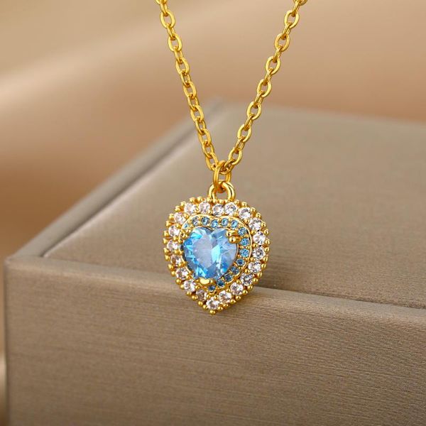 chains colorful crystal heart necklaces for women gold plated clavicle chain couple birthday gifts forever love shiny zircon charm, Silver
chains colorful crystal heart necklaces for women gold plated clavicle chain couple birthday gifts forever love shiny zircon charm, Silver