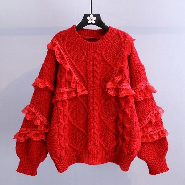 women's sweaters spring knitted knit red sweater long sleeve loose ladies pullover winter warm female for women y2k fashion, White;black
women's sweaters spring knitted knit red sweater long sleeve loose ladies pullover winter warm female for women y2k fashion, White;black