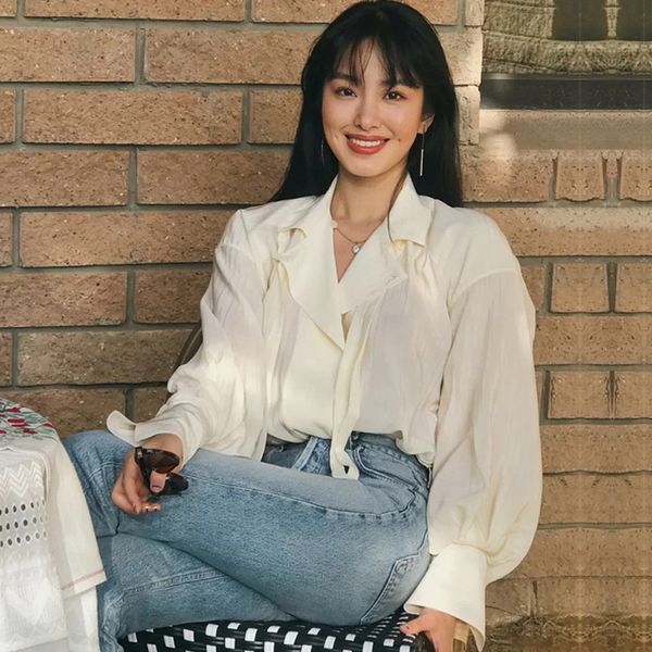 sweaters elegant retro long sleeve and women autumn notched loose striped shirts chic bf blouse, White;black
sweaters elegant retro long sleeve and women autumn notched loose striped shirts chic bf blouse, White;black