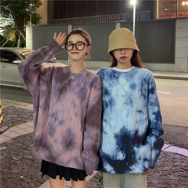 sweater women's autumn winter loose tie dye long sleeve korean version women clothing oversized pullovers 622g 210420, White;black
sweater women's autumn winter loose tie dye long sleeve korean version women clothing oversized pullovers 622g 210420, White;black