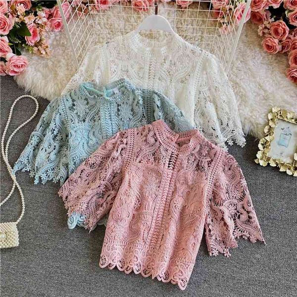 elegant palace wind crochet embroidery hollow lace shirt blouse for womens short design sweet clothes 210420, White
elegant palace wind crochet embroidery hollow lace shirt blouse for womens short design sweet clothes 210420, White