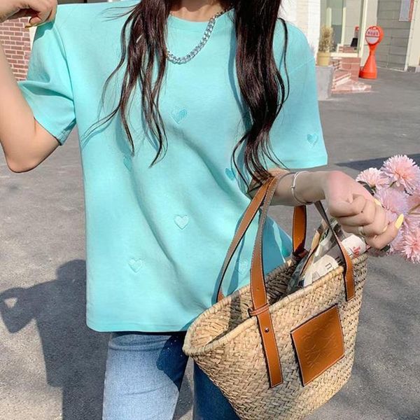 women's t-shirt summer short-sleeved korean harajuku style clothes cotton heart-shaped embroidery o-neck casual mujer women top, White
women's t-shirt summer short-sleeved korean harajuku style clothes cotton heart-shaped embroidery o-neck casual mujer women top, White