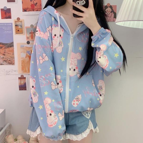 women's hoodies & sweatshirts 2021 autumn harajuku kawaii zip up teens girls cute cartoon bear printed hooded sweatshirt casual loose f, Black
women's hoodies & sweatshirts 2021 autumn harajuku kawaii zip up teens girls cute cartoon bear printed hooded sweatshirt casual loose f, Black