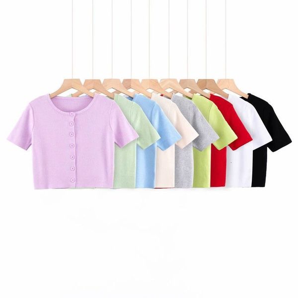 t shirt 2021 summer fashion round neck short sleeve single breasted kendou knitted, White
t shirt 2021 summer fashion round neck short sleeve single breasted kendou knitted, White
