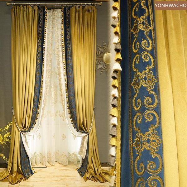custom curtain high grade american luxury bedroom gold yellow stitch blue thick velvet cloth blackout tulle c625 & drapes
custom curtain high grade american luxury bedroom gold yellow stitch blue thick velvet cloth blackout tulle c625 & drapes