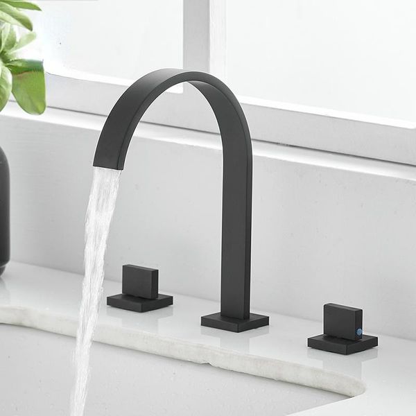 bathroom sink faucets basin brass polished black deck mounted square 3 hole double handle and cold water tap
bathroom sink faucets basin brass polished black deck mounted square 3 hole double handle and cold water tap