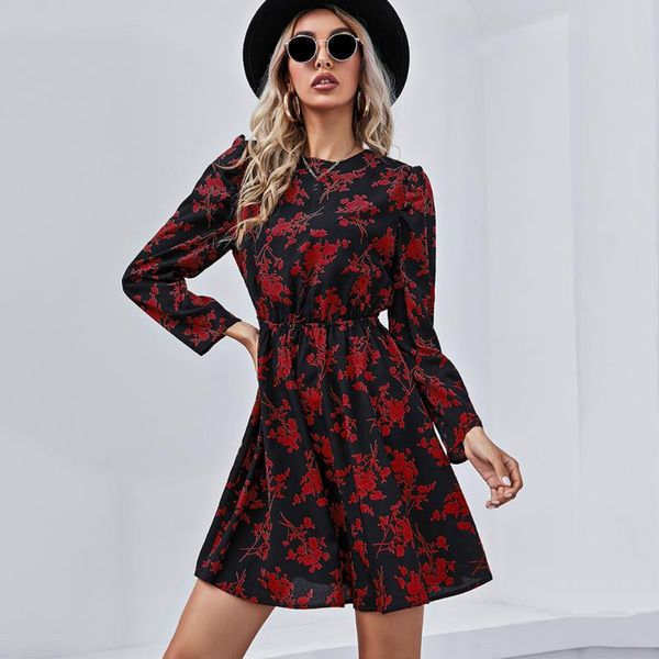 casual dresses floral print dress women 2021 spring clothes long sleeve o neck with button ladies elegant vintage pullover, Black;gray
casual dresses floral print dress women 2021 spring clothes long sleeve o neck with button ladies elegant vintage pullover, Black;gray