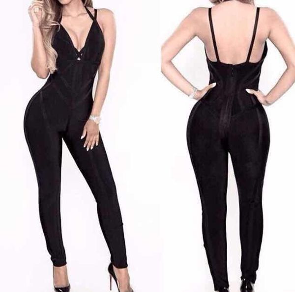women's jumpsuits & rompers rayon bandage jumpsuit full length club night party, Black;white
women's jumpsuits & rompers rayon bandage jumpsuit full length club night party, Black;white