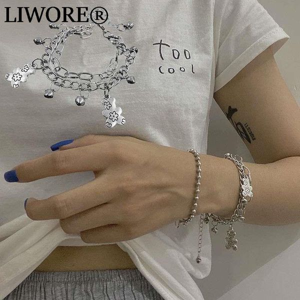 link, chain vintage double layer bracelet women bear bell hip hop couple jewelry, Black
link, chain vintage double layer bracelet women bear bell hip hop couple jewelry, Black
