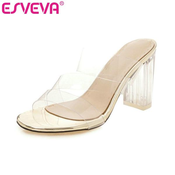 women sandals square high heel transparent slingback round toe casual fashion summer slippers shoes size 34-43, Black
women sandals square high heel transparent slingback round toe casual fashion summer slippers shoes size 34-43, Black