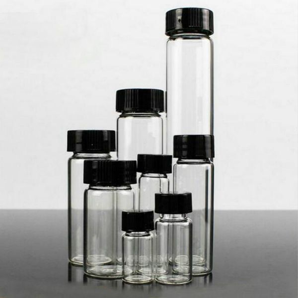 lab supplies 20pcs/pack 3ml to 60ml clear glass sample bottles with black plastic screw cap, essential oil bottle for use
lab supplies 20pcs/pack 3ml to 60ml clear glass sample bottles with black plastic screw cap, essential oil bottle for use