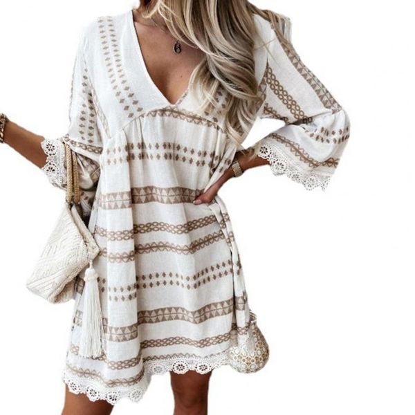 women's swimwear women summer dress v neck loose elegant ladies lace stitching for vacation casual hight waist fashion striped dresses, White;black
women's swimwear women summer dress v neck loose elegant ladies lace stitching for vacation casual hight waist fashion striped dresses, White;black