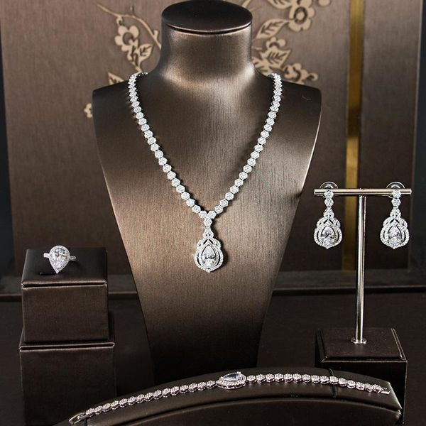 earrings & necklace wedding jewelry copper alloy concise cubic cube zircon set bracelet ring, Silver
earrings & necklace wedding jewelry copper alloy concise cubic cube zircon set bracelet ring, Silver